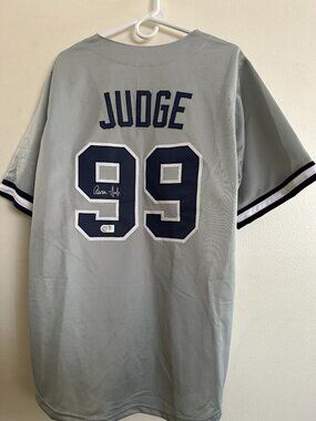 AARON JUDGE SIGNED NEW YORK YANKEES AUTOGRAPHED CUSTOM BASEBALL JERSEY w/COA XL